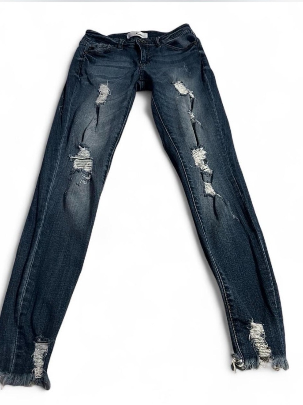 KanCan Distressed Skinny Jeans - Dark Blue Wash